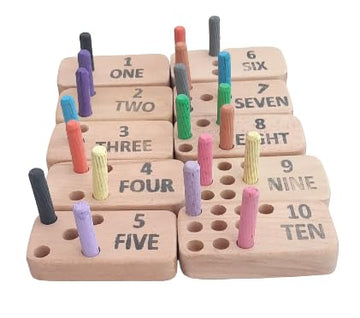 Rcw Montessori Wooden Number Peg Board 110 Learning Toy With 20 Colorful Pegs, Counting, Number Recognition, Addition & Subtrac