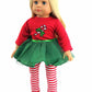 American Fashion World Candy Cane Tutu Dress Set for 18-Inch Dolls | Leggings Included |enhanced Quality & Trendy Design | Dolls Clothes | Outfit Fashions for Dolls for Popular Brands
