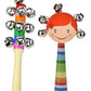 Antlantic Creatio Colorful Wooden Rainbow Baby Handle Jingle Bell Rattle Toys Pack Of 2 (1 10 Bells Ratles & 1 Round Face Rattle