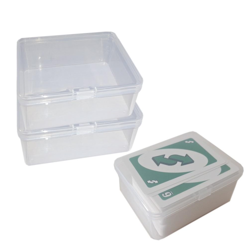 Dkaovh 2Pcs Plastic Game Card Storage Box, Uno Card Case, Playing Card Box, High Capacity Playing Card Case (No Cards)
