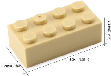 100 Piece Tan Bricks Bulk, Tan 2X4 Building Bricks Flat, Compatible With Lego Parts And Pieces: 2X4 Tan Bricks(Color: Tan)