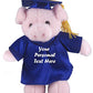 Plushland Plush Stuffed Animal Toys 8 Inches Present Gifts for Graduation Day  Personalized Text  Name or Your School Logo on Gown  Best for Any Grad School Kids (Graduation Pig Blue Gown)