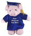 Plushland Plush Stuffed Animal Toys 12 Inches Present Gifts for Graduation Day  Personalized Text  Name or Your School Logo on Gown  Best for Any Grad School Kids (Graduation Pig Blue Gown)