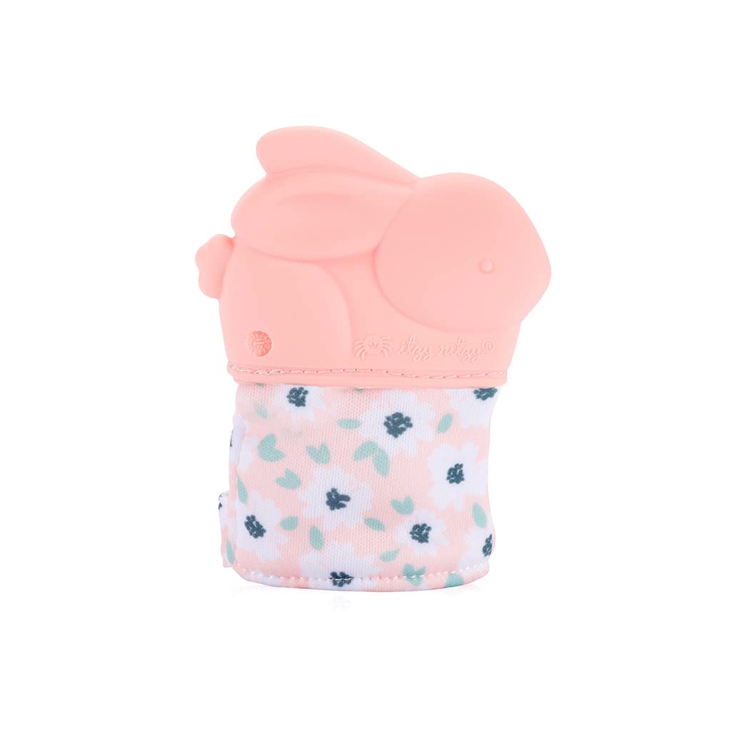 Itzy Ritzy Silicone Teething Mitt - Soothing Infant Teething Mitten With Adjustable Strap, Crinkle Sound & Textured Silicone To