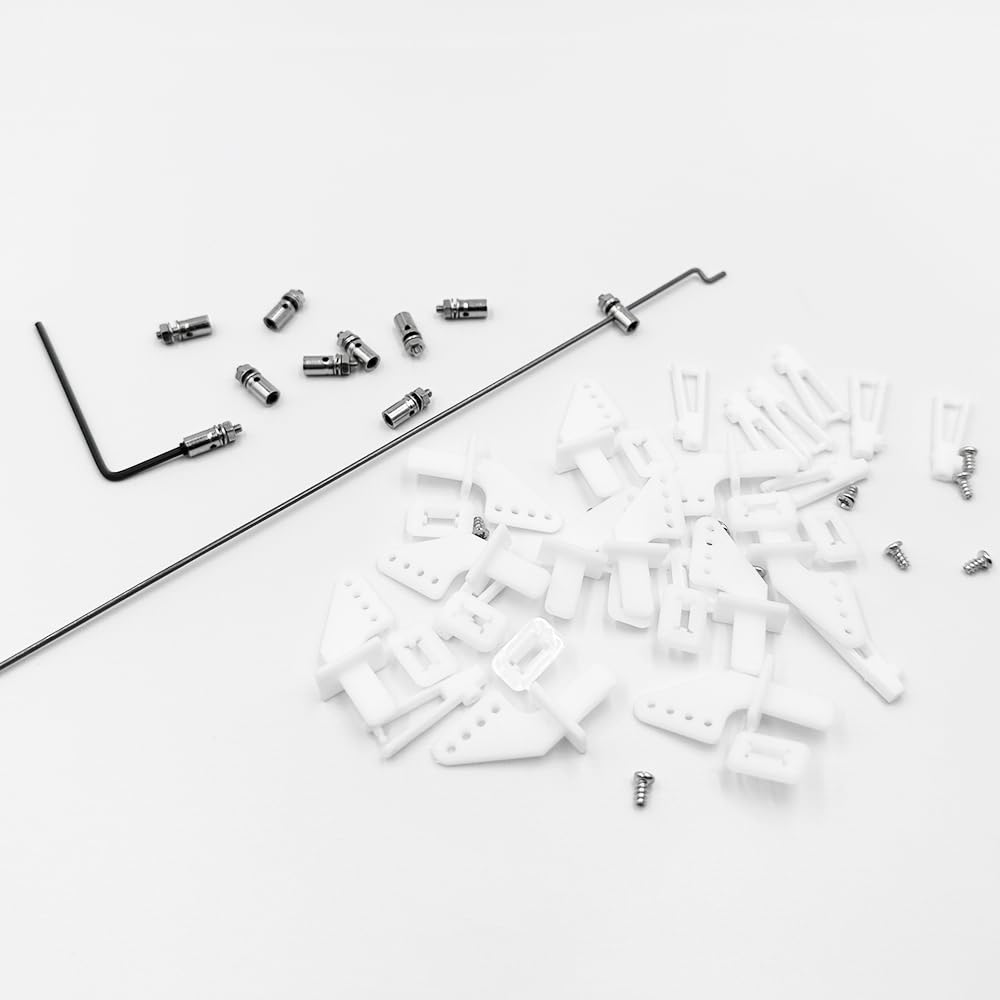 10PCS 1.2 x 200mm Pushrod with 10PCS 1.3mm Adjustable Pushrod Connector Linkage Stopper 10PCS Micro Control Horns with Clevis fo