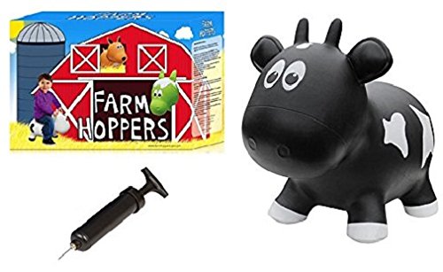 Farm Hoppers Award Winning Inflatable Toddler Safe Bouncing Black Cow Plus Pump