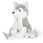 Muiteiur Dog Stuffed Animal Soft Plush Husky Zippered Belly Inside With 2 Cute Baby Puppy Great Gift Set For Kids, 16Inch