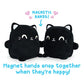 TeeTurtle - Plushmates - Magnetic Reversible Plushies that hold hands when happy - Black Cat - Huggable and Soft Sensory Fidget