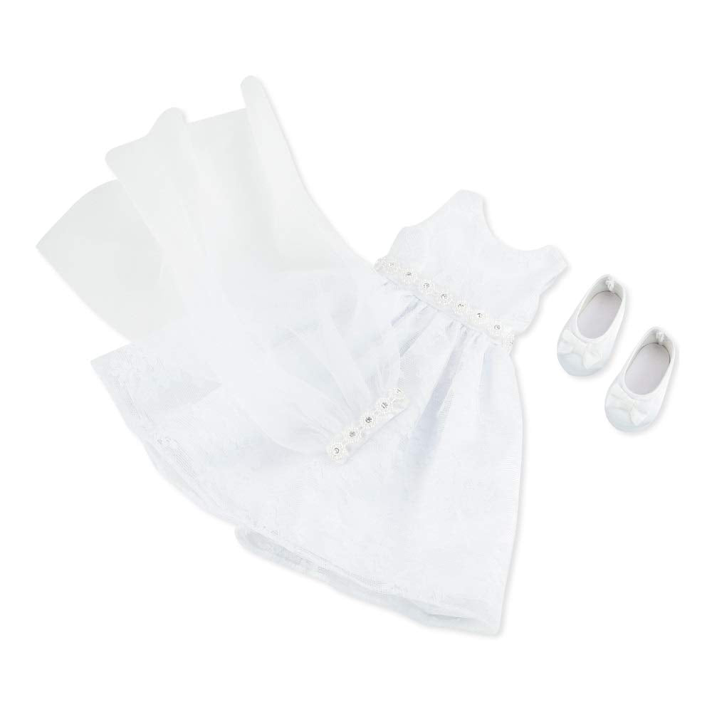 Emily Rose 14 Inch Doll Clothes Beautiful 3 Piece Bridal Communion Dress Outfit , Including Veil and Satiny Shoes!  Fits Most 14