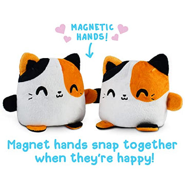 Teeturtle - Plushmates - Magnetic Reversible Plushies That Hold Hands When Happy - Calico Cat - Huggable And Soft Sensory Fidget