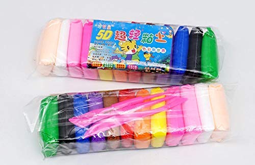 Nozomi NonToxic 12 Different Color Fluffy Foam Clay With 3 Tools (2 Pieces Each Color, Multicolour) Colorful Children Soft Clay