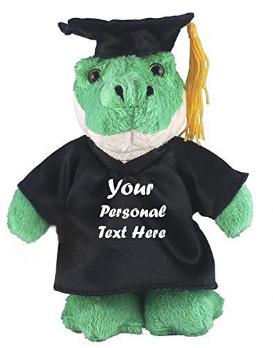Plushland Plush Stuffed Animal Toys 8 Inches Present Gifts for Graduation Day  Personalized Text  Name or Your School Logo on Gown  Best for Any Grad School Kids (Graduation Gator Black Gown)