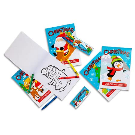 FAVONIR 12 Set Christmas Party Favor Stuffers Holiday Characters Themed 12 7    Coloring Books And 12 Pack Crayons. Goody Bag Ha