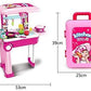 2-in-1Travel Luggage Turn into Play Kitchen, Kids Kitchen Playset Toys with 25+Play Food for Toddelers, Girls and Boys, Pretend