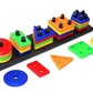 LUXEN Geometric Plastic Shapes Sorting Toy, Educational Stacking Blocks with Pegs, MultiColoured