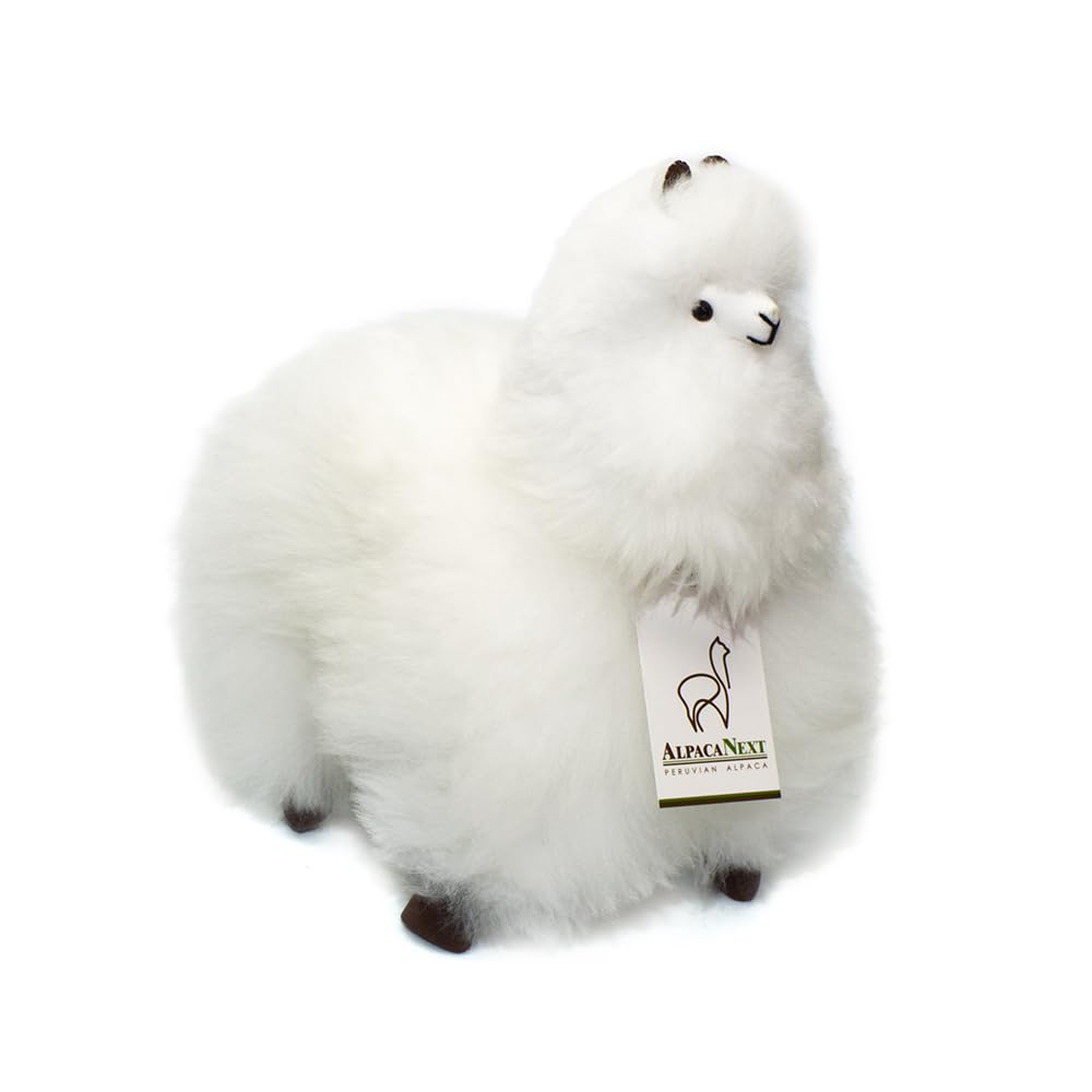 AlpacaNext Llama Stuffed Animal - 12 inch. Cute  Soft and Cuddly Alpaca Plush Toy Handcrafted on Real Alpaka Natural Fur  (12 inches  White)
