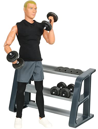 Click N Play Fitness Action Figure Doll Set for Kids with Dumbbells and Boxing Glove Accessories
