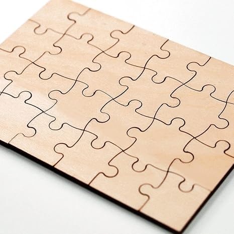 Curious Button Set Of 24 Pcs Blank (8Inch X 6Inch) Wooden Invitation Puzzle, Customizable Make Your Own Wood Puzzle.