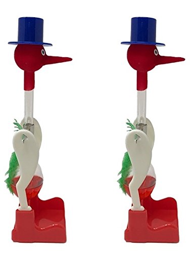 Drinking Bird Perpetual Motion (2 Pack) The Original Vintage Retro Magic Sippy Dipping Bird A Science Wonder Wholesale Bulk Set Of 2-The Incredible Bird That Drinks Water