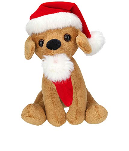 Plushland Xmas Pawpal with Santa Hat Stuffed Animals Plush Puppet Dog 8 Inches for Kids - A Perfect Christmas Day Gift on This Holiday for Babies (Christmas Dog Assortment)
