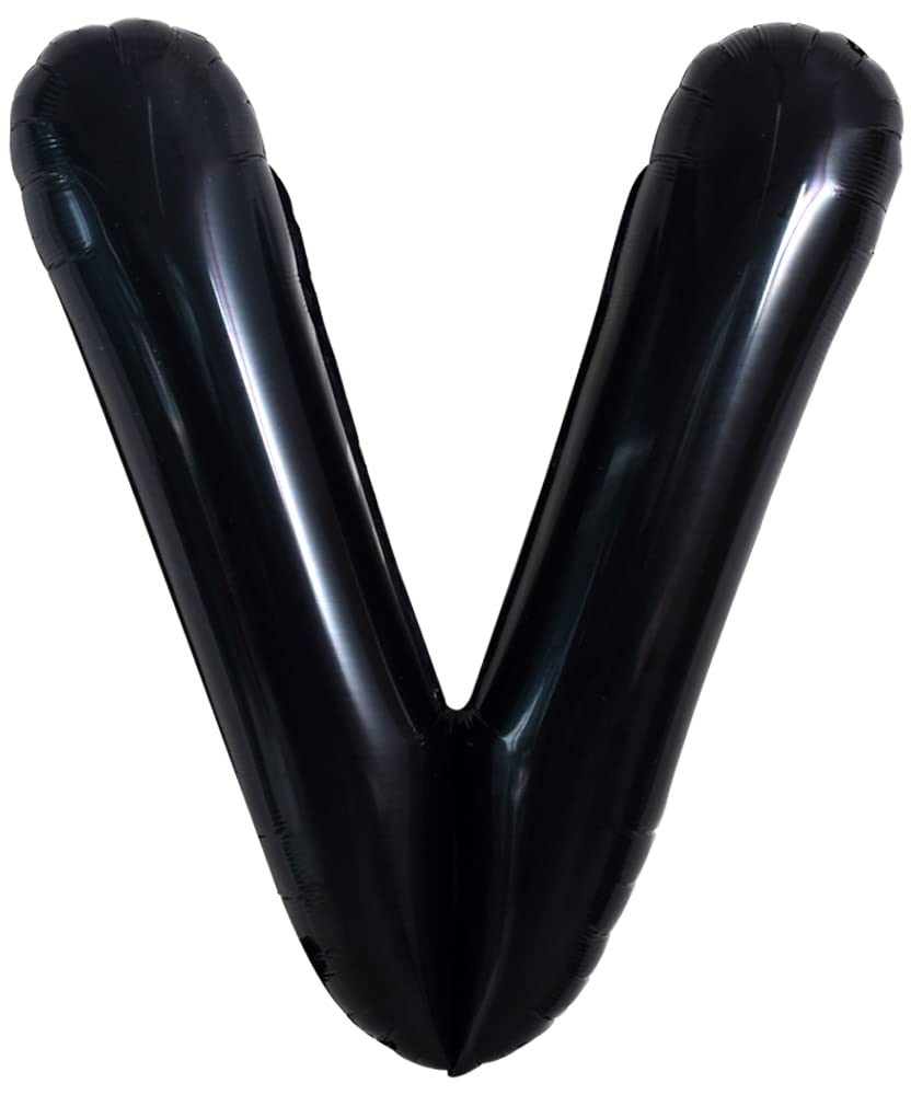 Toniful 40 Inch Large Black V Letter Balloons Jumbo Helium Balloons,Foil Mylar Big Alphabet Balloons For Birthday Party Annivers