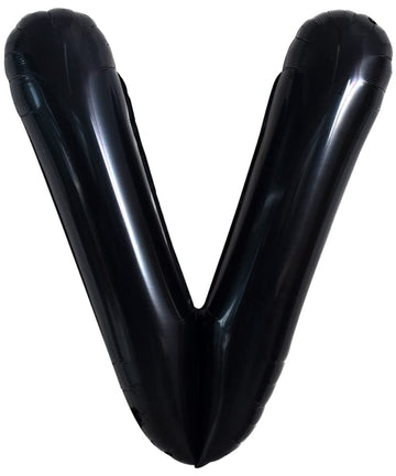 Toniful 40 Inch Large Black V Letter Balloons Jumbo Helium Balloons,Foil Mylar Big Alphabet Balloons For Birthday Party Annivers