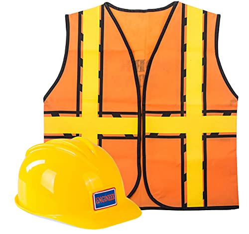 Tigerdoe Construction Worker Costume Kids - Construction Hat And Costume Vest - Construction Dress Up Accessories For Children (Construction Hat And Vest Costume)