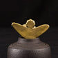 Acxico 1Pcs Solid Brass Frog Figurine Small Frog Statue House Ornament Animal Figurines
