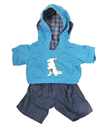 Dinosaur Hoodie W/Jeans Teddy Bear Clothes Outfit Fits Most 14' - 18' Build-A-Bear And Make Your Own Stuffed Animals