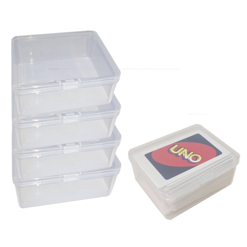 Dkaovh 4Pcs Plastic Game Card Storage Box, Uno Card Case, Playing Card Box, High Capacity Playing Card Case (No Cards)