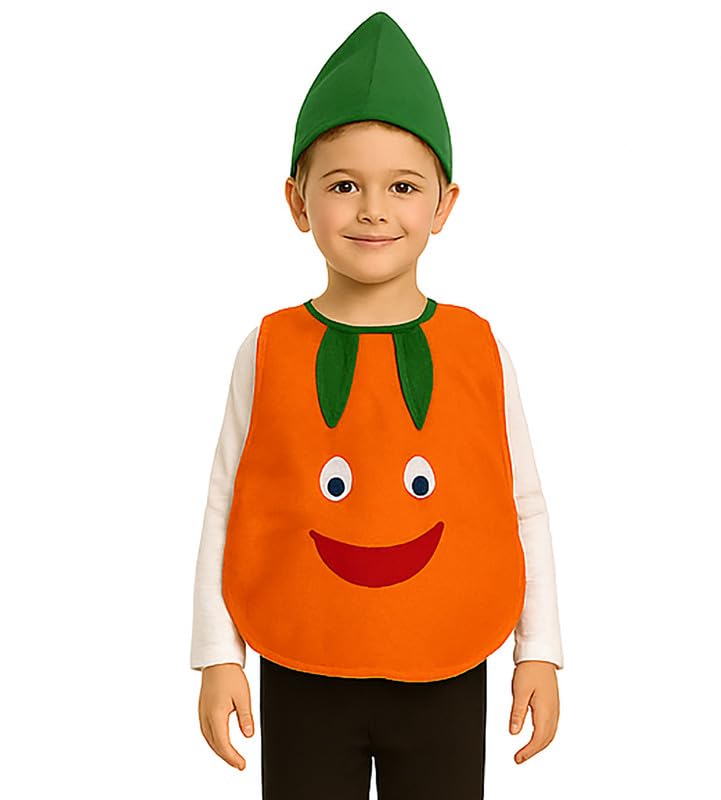 Fancydresswale Orange Fancy Dress Costume For Kids | Free Size 2-10 Years | School Functions, Fancy Dress Competitions, Theme Pa