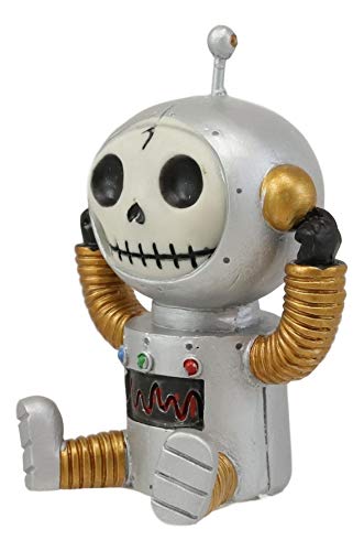 Ebros Gift Furrybones Gadget Figurine Hooded Skeleton Monster Retro Robot Collectible Decor Statue Gothic Dod Cyborg Ufo Tin Man Themed Furry Bones Decorative Sculpture