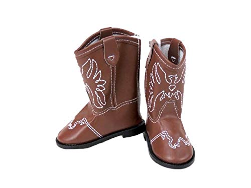 American Fashion World Brown American Eagle Cowgirl Boots for 18-Inch Dolls | enhanced Quality & Trendy Design | Dolls Shoes | Shoe Fashion for Dolls for Popular Brands