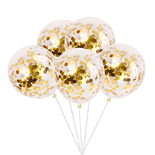 Tellpet White Happy Birthday Banner With 5 Pcs Gold Confetti Balloons