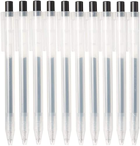 Muji Smooth Gel Ink Ballpoint Pen Knock Type 10-Pieces Set, 05 Mm Nib Size, Black