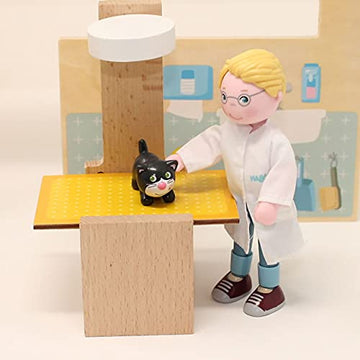 Haba Little Friends Dad Andreas 4.5' Dollhouse Toy Figure With Removable Coat (Doctor, Veterinarian, Scientist)