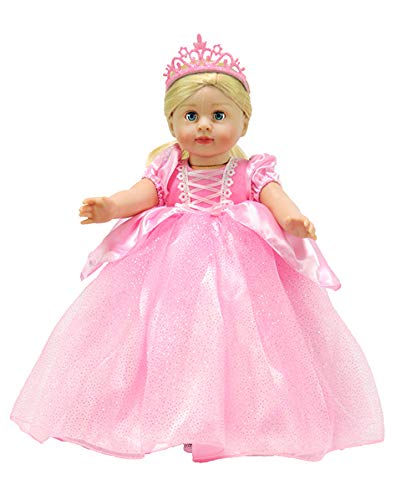 American Fashion World Pink Sparkle Princess Set for 18-Inch Dolls |Crown Included | enhanced Quality & Trendy Design | Dolls Clothes | Outfit Fashions for Dolls for Popular Brands
