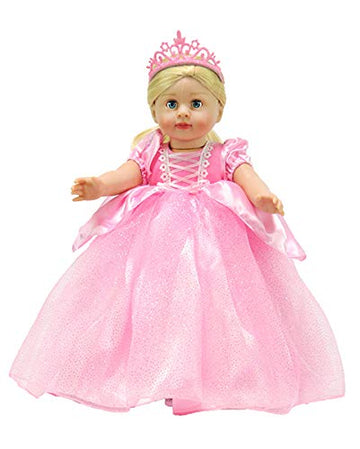 American Fashion World Pink Sparkle Princess Set for 18-Inch Dolls |Crown Included | enhanced Quality & Trendy Design | Dolls Clothes | Outfit Fashions for Dolls for Popular Brands