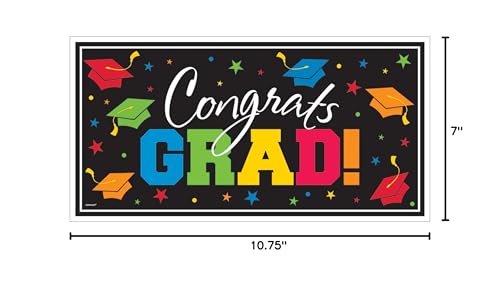 Amscan Congrats Grad Large Plastic Rectangular Banner - 1 Pc