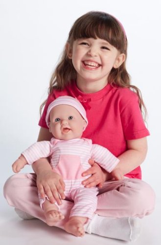 JC Toys Berenguer Boutique La Baby Doll Outfit - 2 Piece Light Pink Striped Onesie, Washable, Fits 14"-18" Dolls, Model CLO15030LightPink
