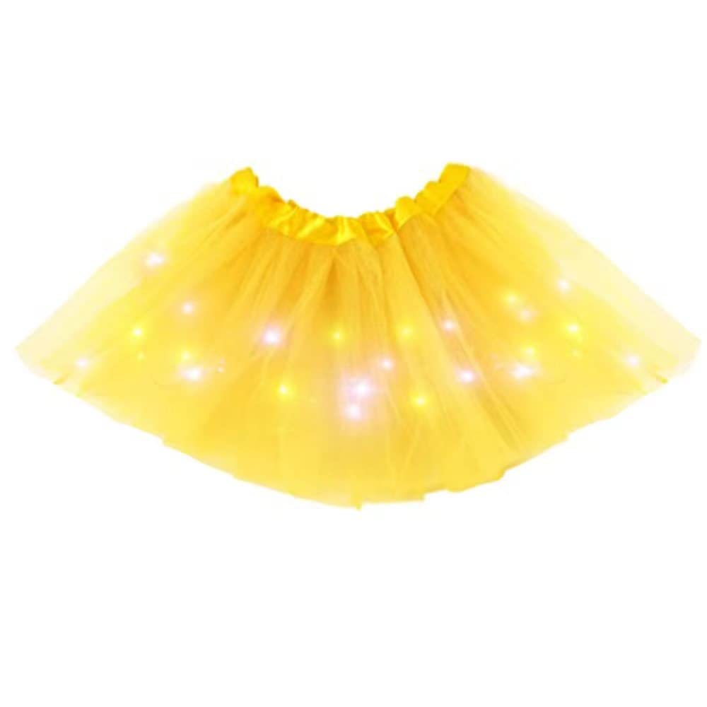 Baby Girls Light Up Led Ballet Tutu Skirt Tutu Dress Up Costume Tutu Kids Party 3-Layer Multicolor Tutu Skirts (Yellow)