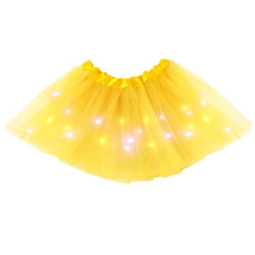 Baby Girls Light Up Led Ballet Tutu Skirt Tutu Dress Up Costume Tutu Kids Party 3-Layer Multicolor Tutu Skirts (Yellow)