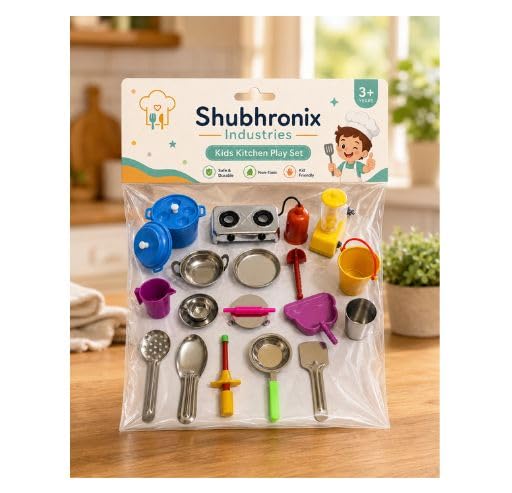 Shubhronix Industries Kids Kitchen Play Set with Mini Steel Bartan