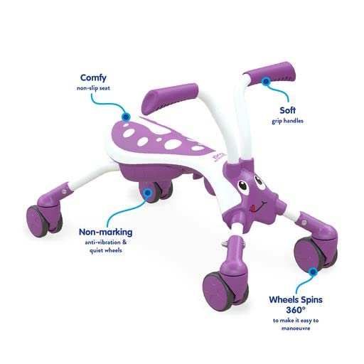 Scramblebug Bubblegum | 4 Wheel Toddler Balance Bike | Indoor & Outdoor Ride On | Foldable For Travel & Storage | Summer Fun Or