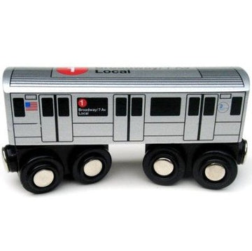 Muni Pals Munipals New York City Subway Wooden Railway (A Division/Irt) 1 Train/Broadway-7 Avenue Local–Child Safe And Tested Wood Toy Train