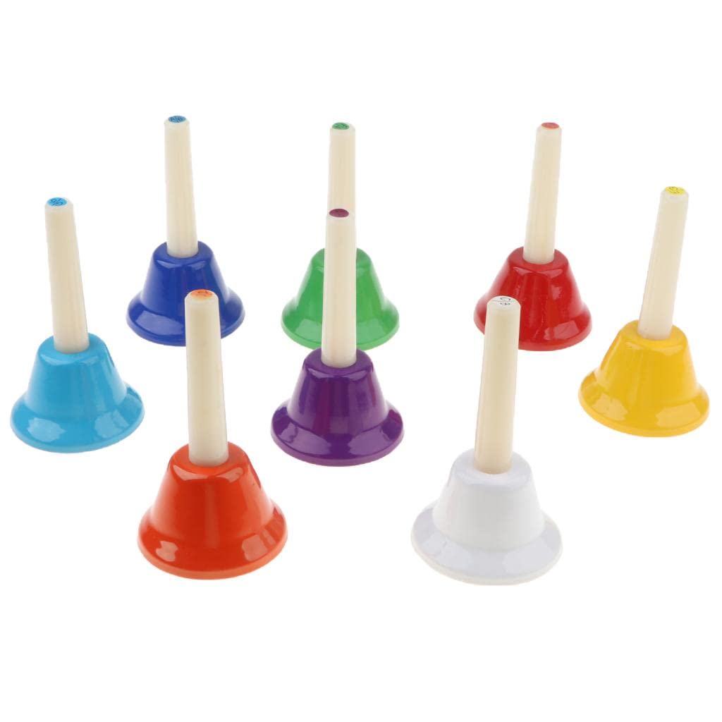 Enakshi (Label) Creations Pack Of 8 MultiColor Hand Bells 8 Note Tones Orff Percussion Instrument Kids Early Musical Learning T