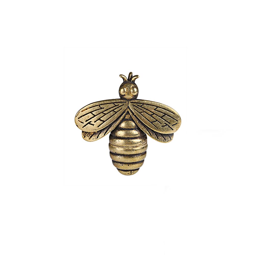 Acxico 1Pcs Brass Retro Bee Figurine Small Bee Statue Ornament House Animal Figurines Gift