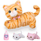 Plush Cat Toy Nursing Stuffed Animal Set, Singing, Barking, Plush Kitty Mommy Cat with 2 Little Plush Baby Kittens Christmas and