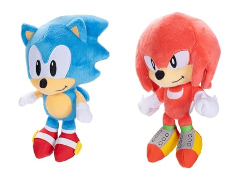 Sonic The Hedgehog 9'' Plush 2-Pack, Sonic & Knuckles Collectible Stuffed Toy