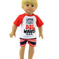 American Fashion World Boys Big Waves Rash Guard and Swim Trunks Set for 18-Inch Dolls | enhanced Quality & Trendy Design | Dolls Clothes | Outfit Fashions for Dolls for Popular Brands